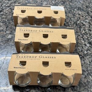 Cost Plus World Market Clear Teardrop Glasses Set of 6
